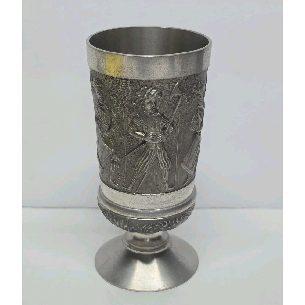 Vintage Mullingar Ireland Pewter Fighting Irish Warriors Goblet Chalice